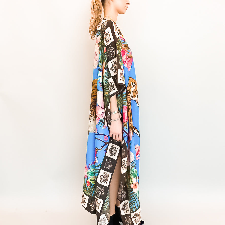 ROARING TIGERS SILK TUNIC - BLUE