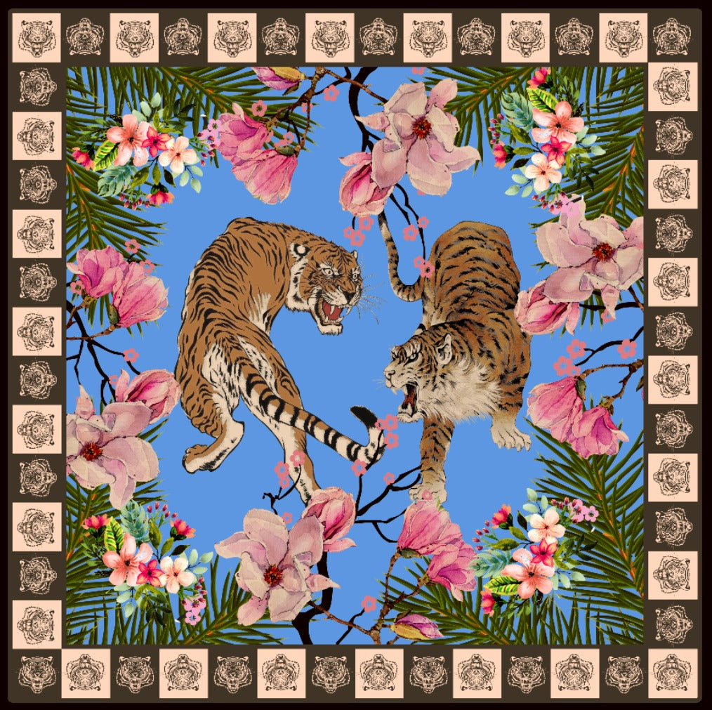 ROARING TIGERS SILK TUNIC - BLUE