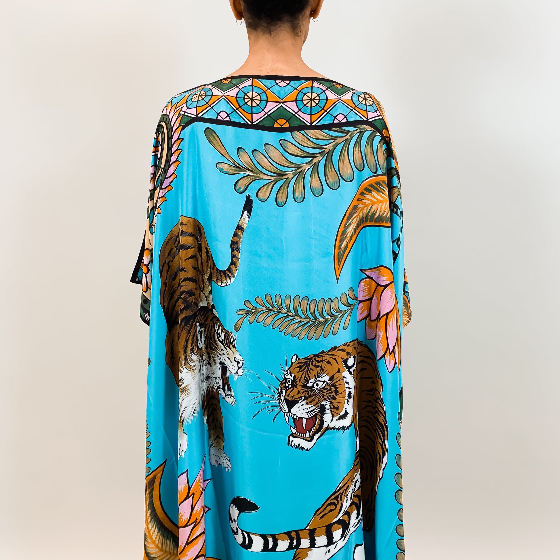TIGER & JUNGLE SILK TUNIC - BLUE