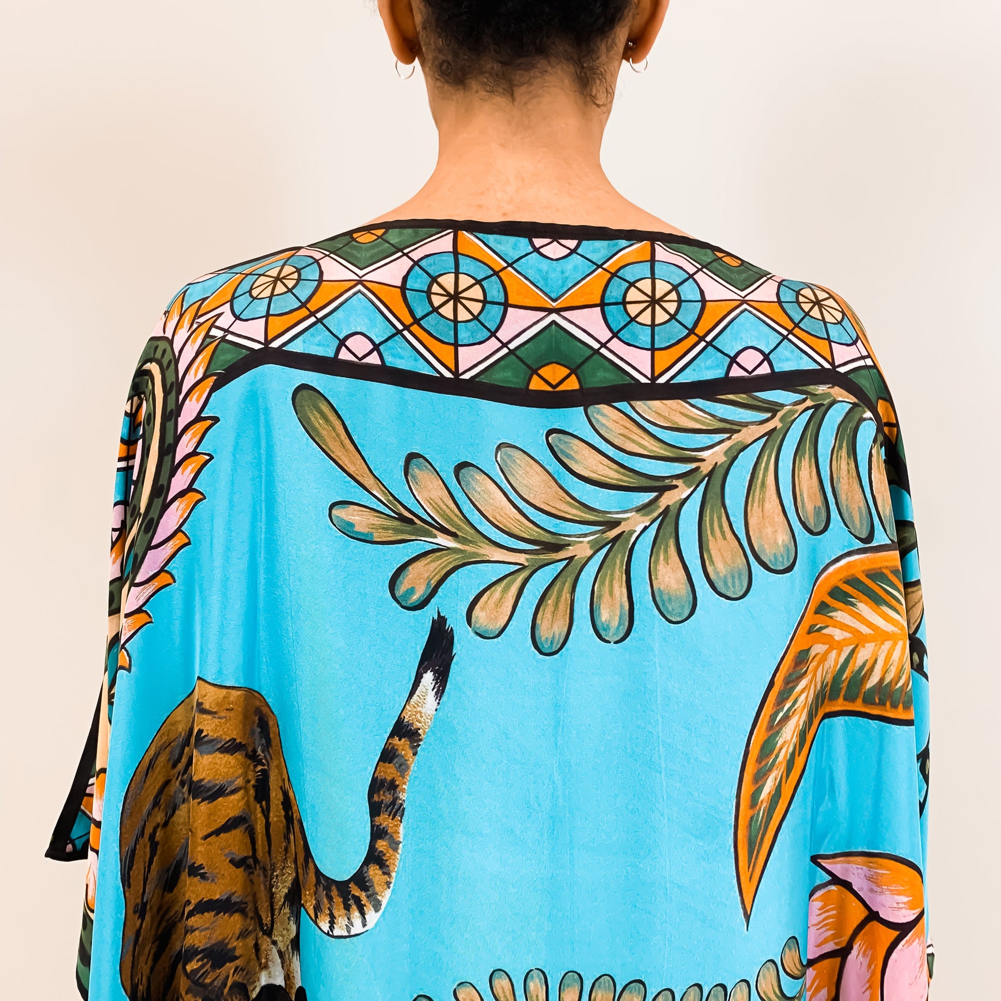 TIGER & JUNGLE SILK TUNIC - BLUE