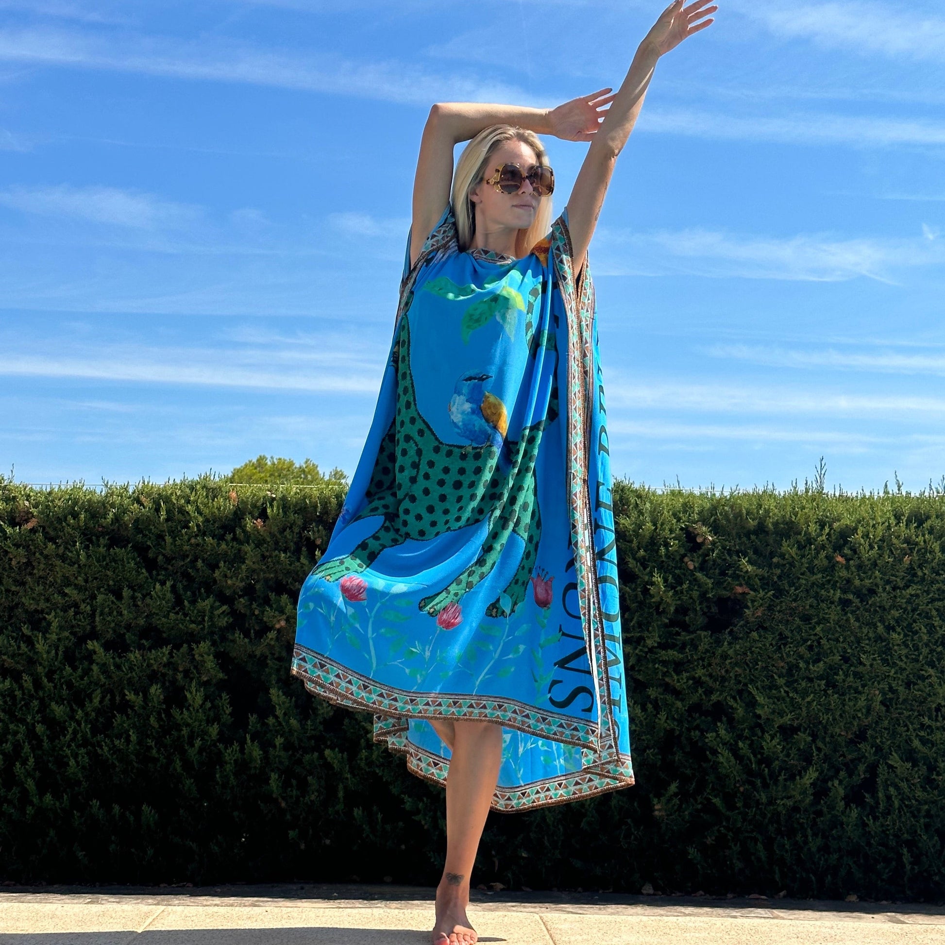VENICE LEO SILK TUNIC - BLUE