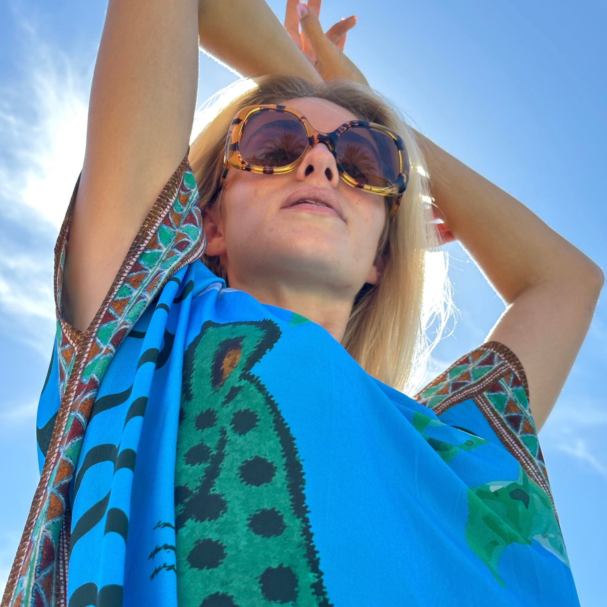 VENICE LEO SILK TUNIC - BLUE