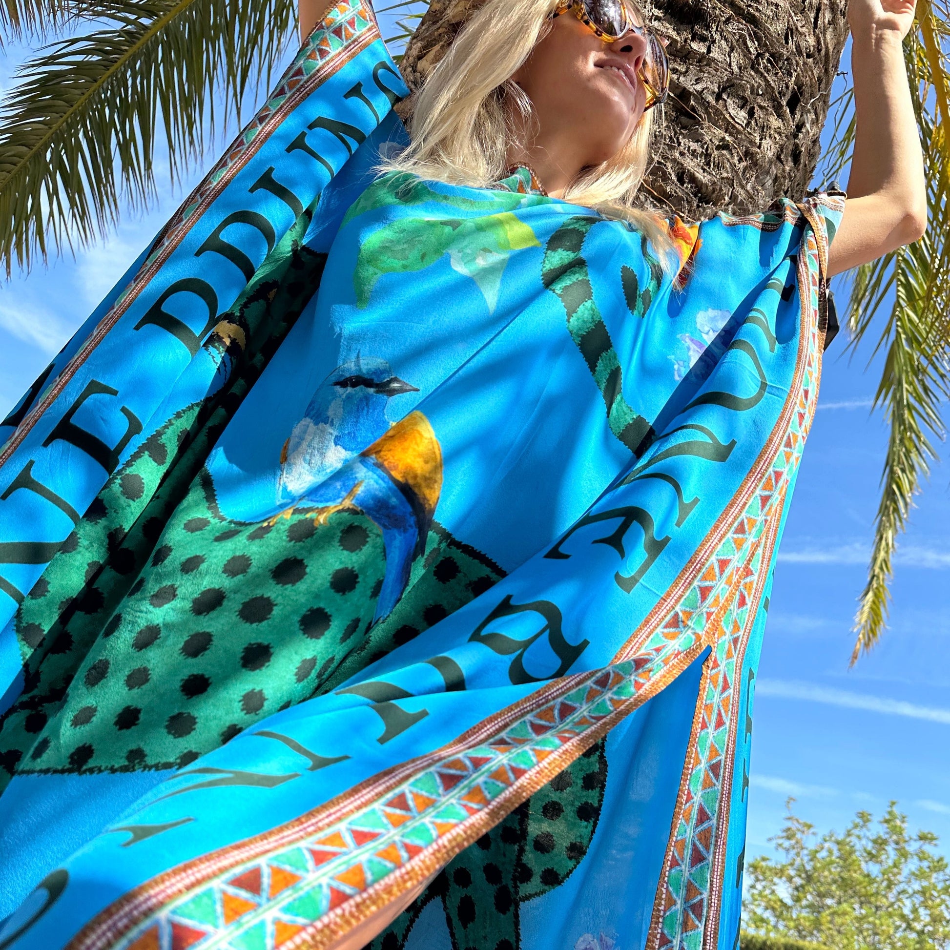 VENICE LEO SILK TUNIC - BLUE