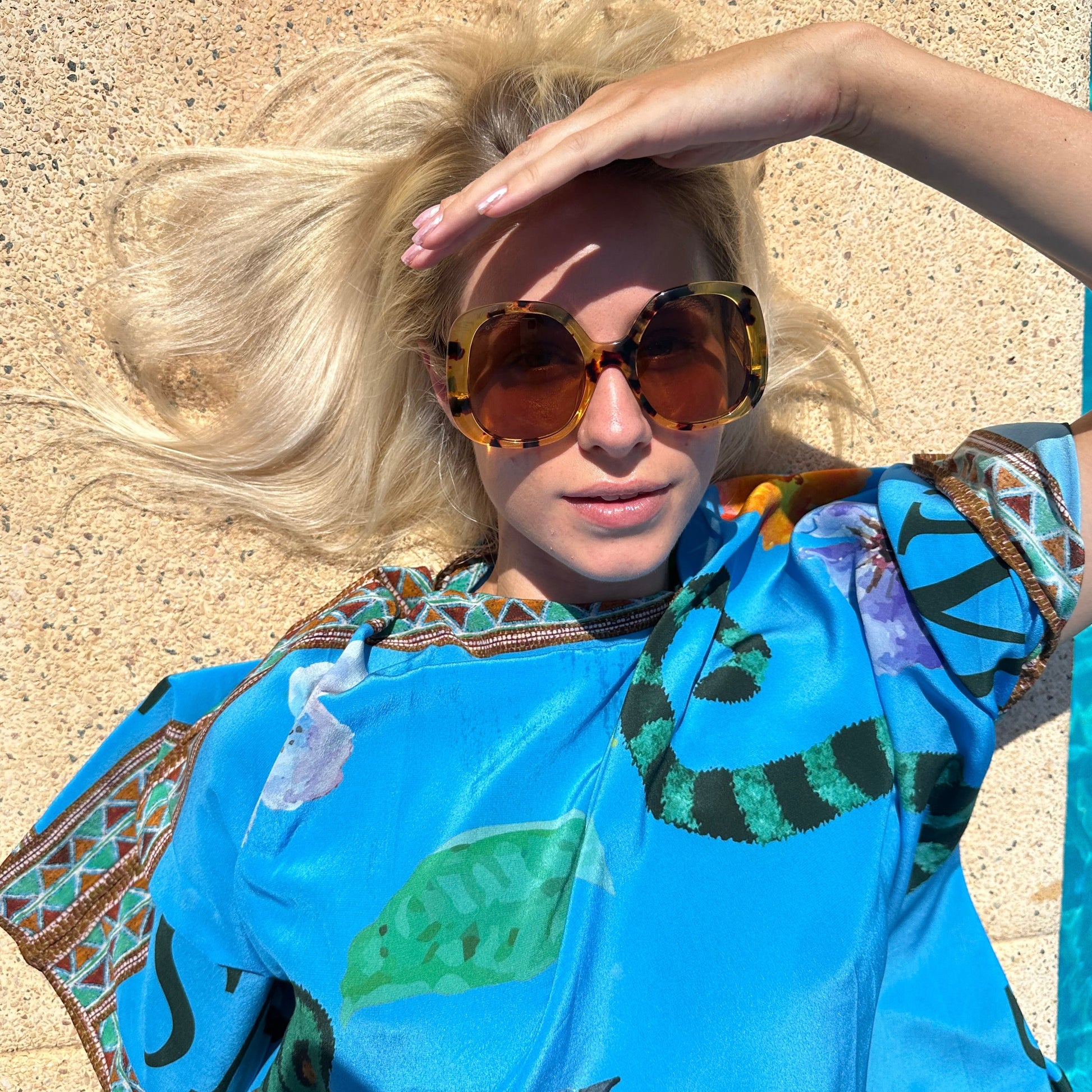 VENICE LEO SILK TUNIC - BLUE