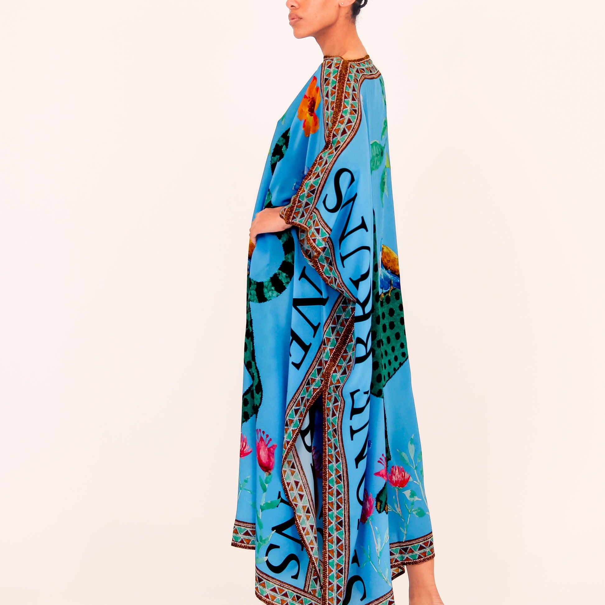 VENICE LEO SILK TUNIC - BLUE