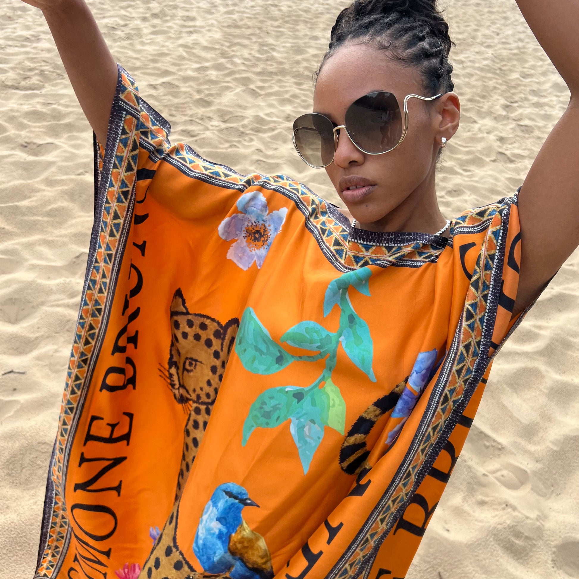 VENICE LEO SILK TUNIC - ORANGE