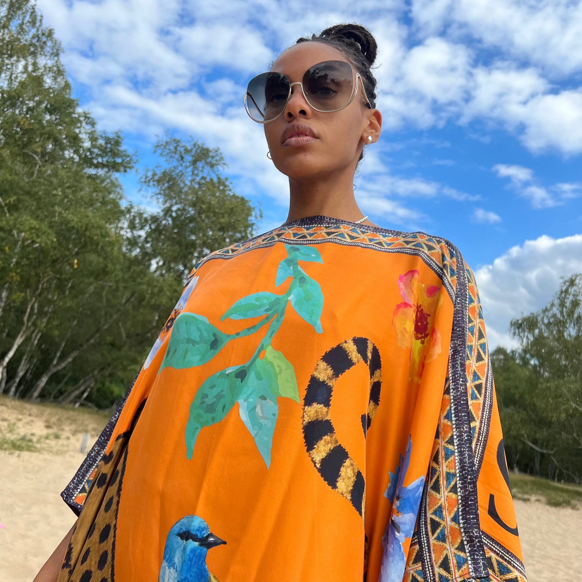 VENICE LEO SILK TUNIC - ORANGE