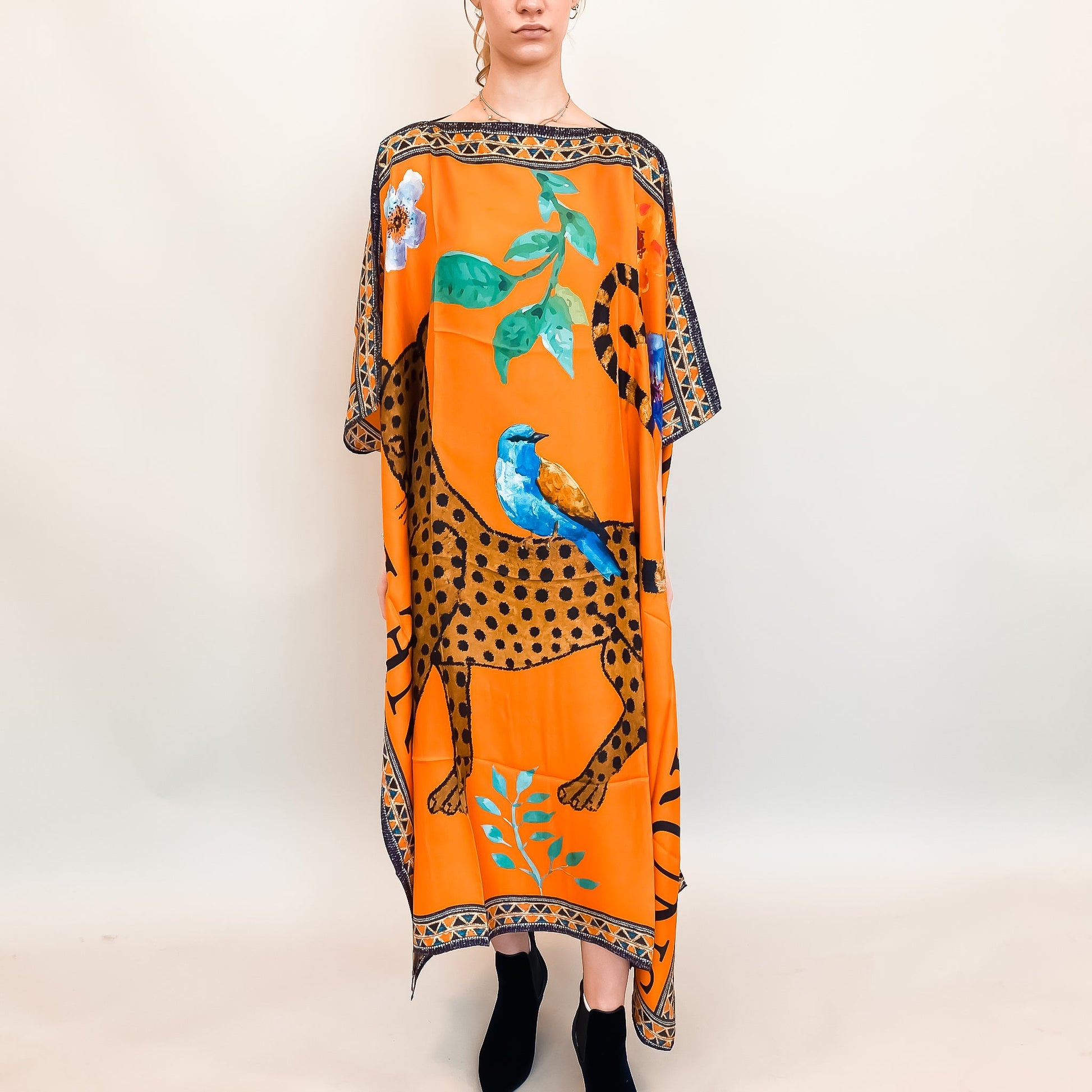 VENICE LEO SILK TUNIC - ORANGE