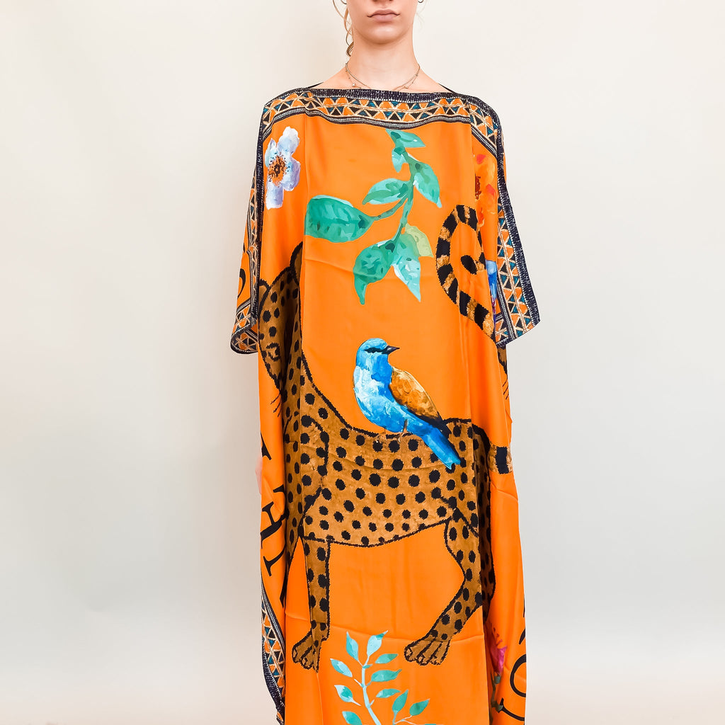 VENICE LEO SILK TUNIC - ORANGE
