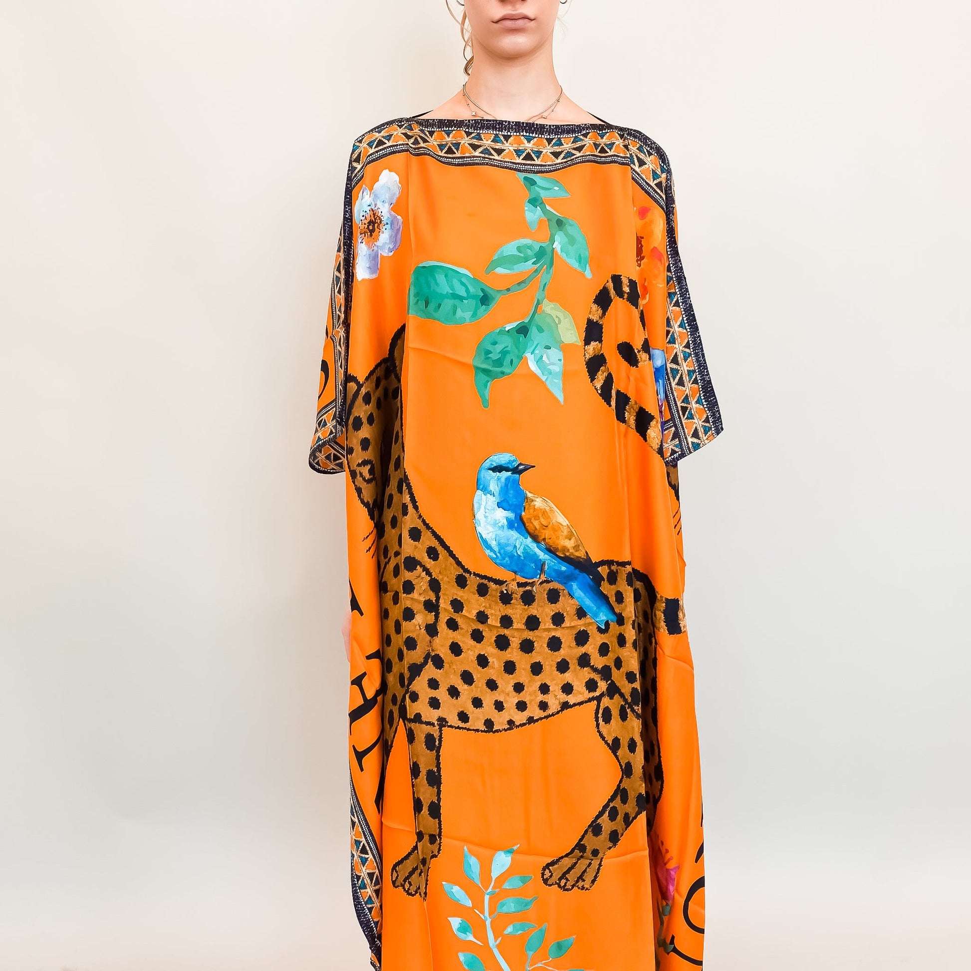 VENICE LEO SILK TUNIC - ORANGE
