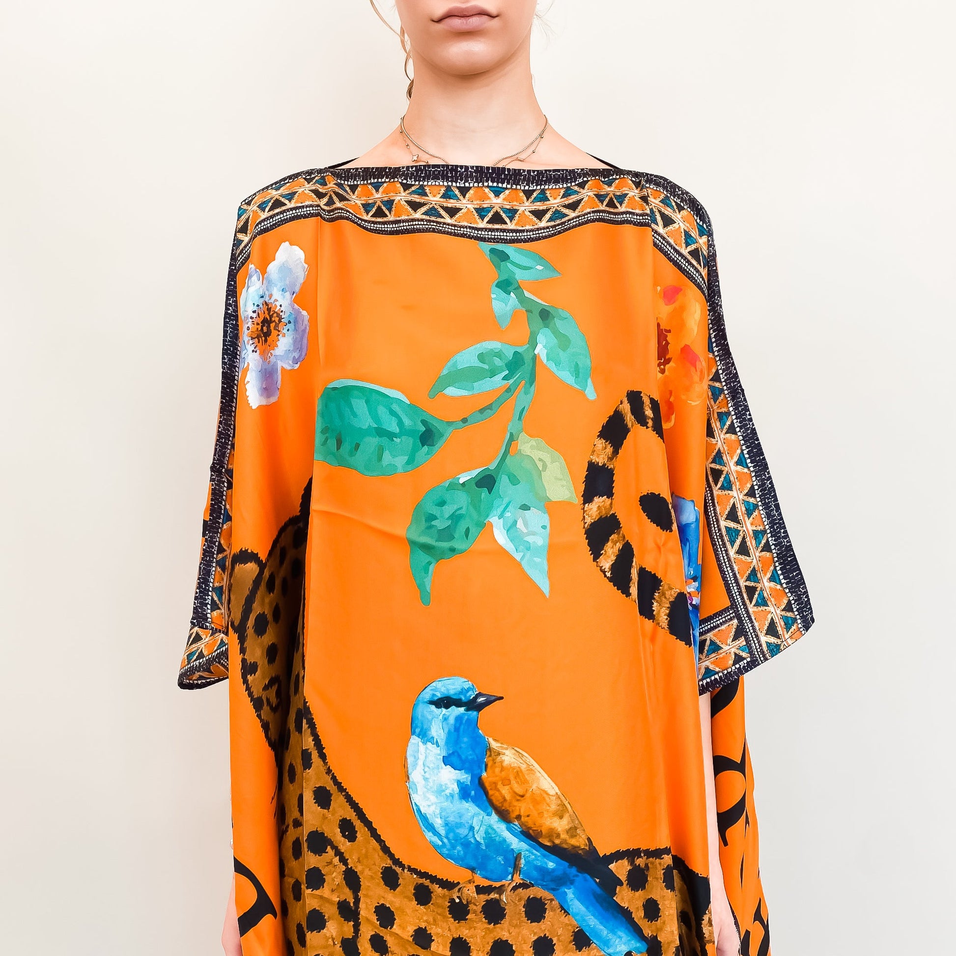 VENICE LEO SILK TUNIC - ORANGE