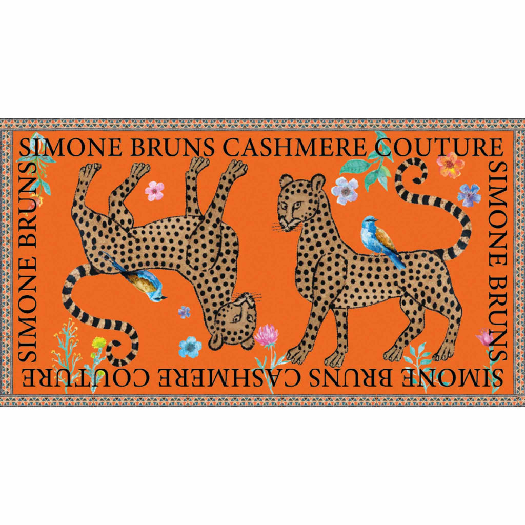 VENICE LEOPARD CASHMERE SCARF - ORANGE
