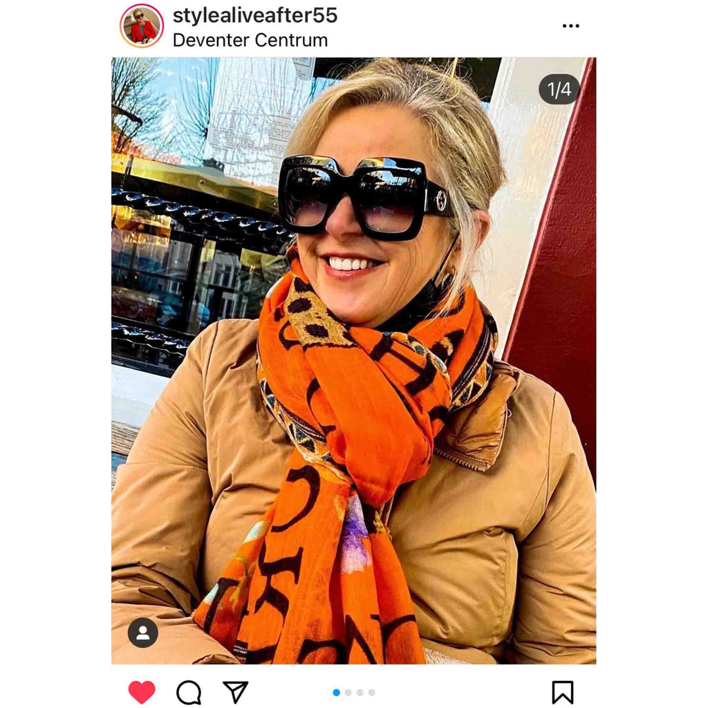 VENICE LEOPARD CASHMERE SCARF - ORANGE
