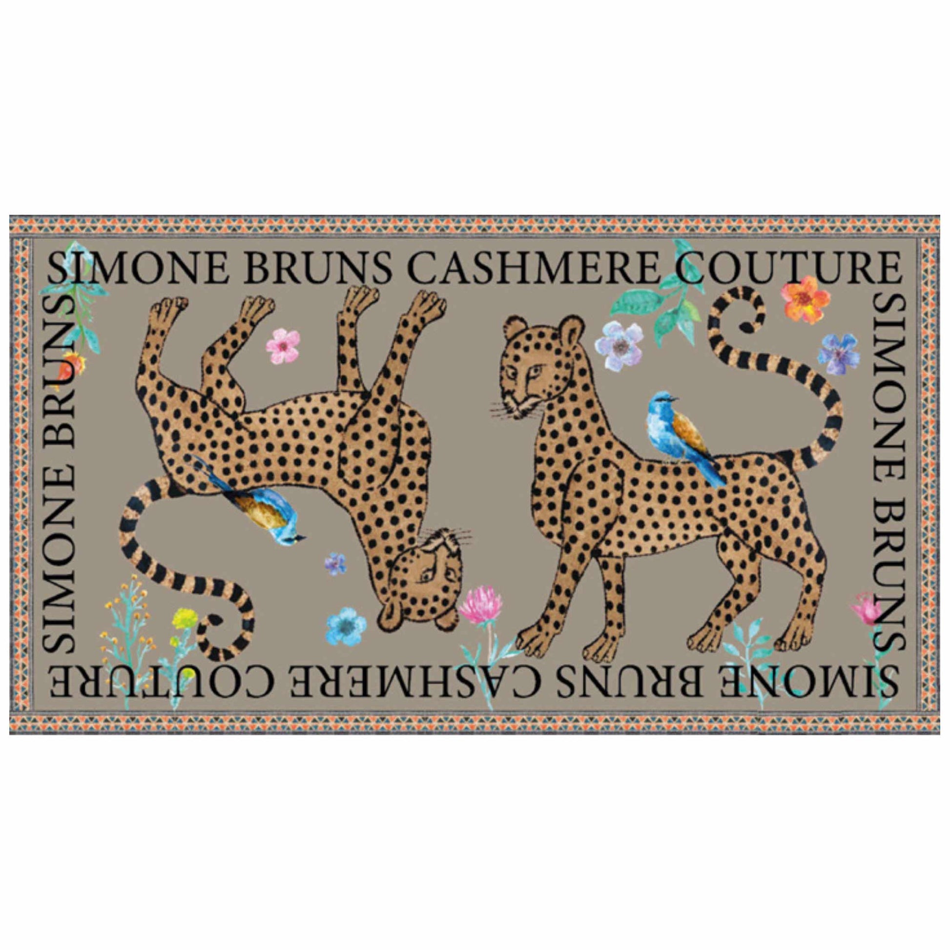 VENICE LEOPARD CASHMERE SCARF - TAUPE