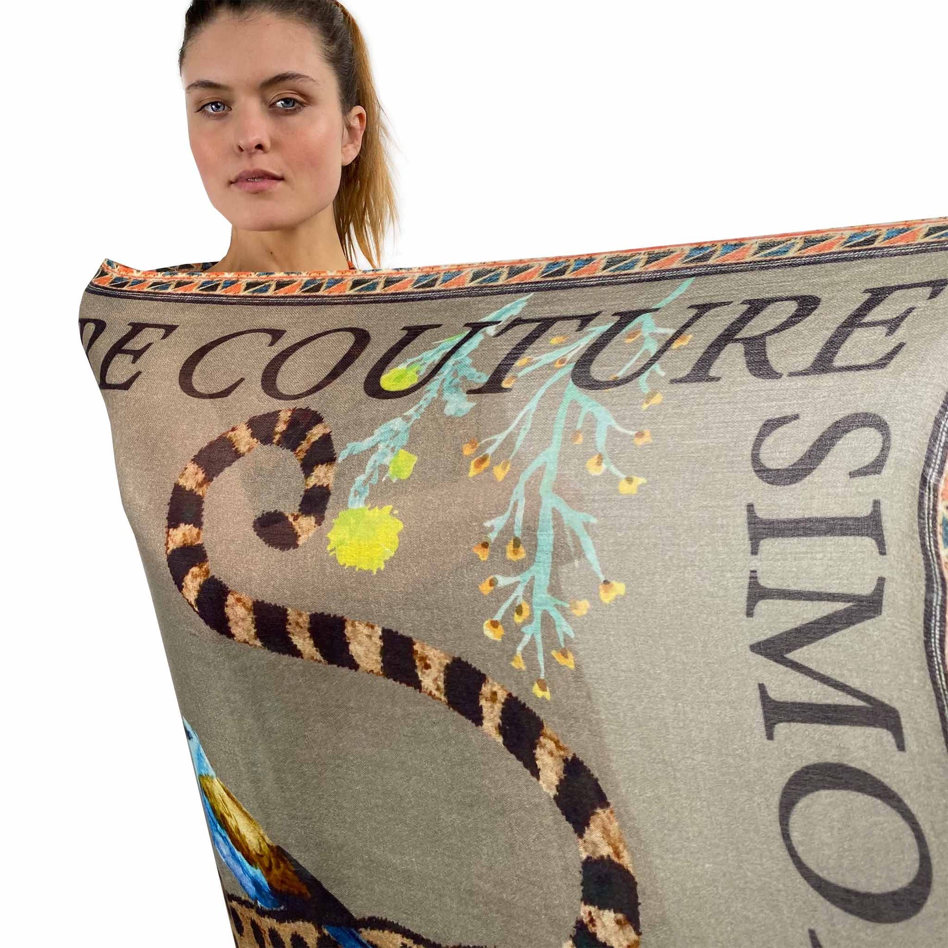 VENICE LEOPARD CASHMERE SCARF - TAUPE