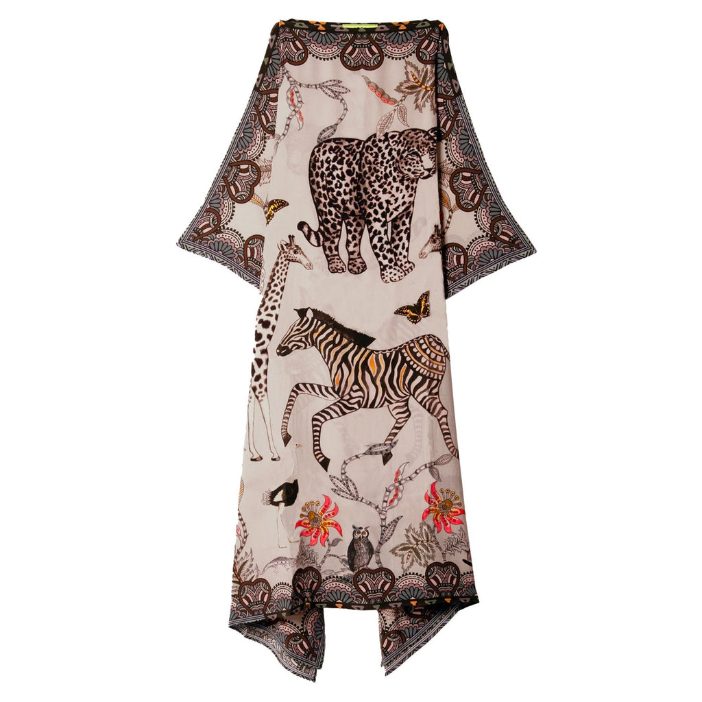 WILDLIFE SILK TUNIC - TAUPE