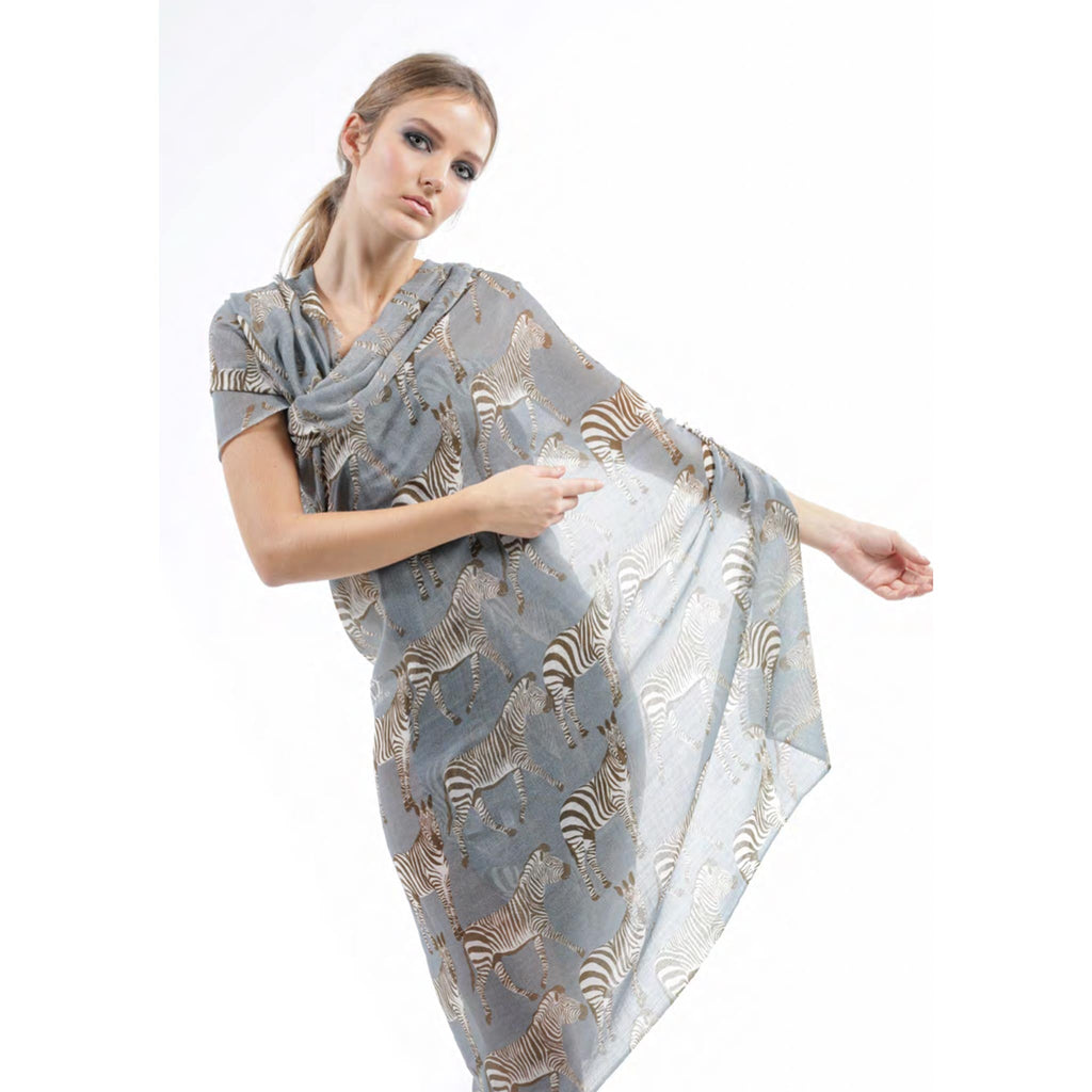 ZEBRA PARTY CASHMERESCARF - GREY