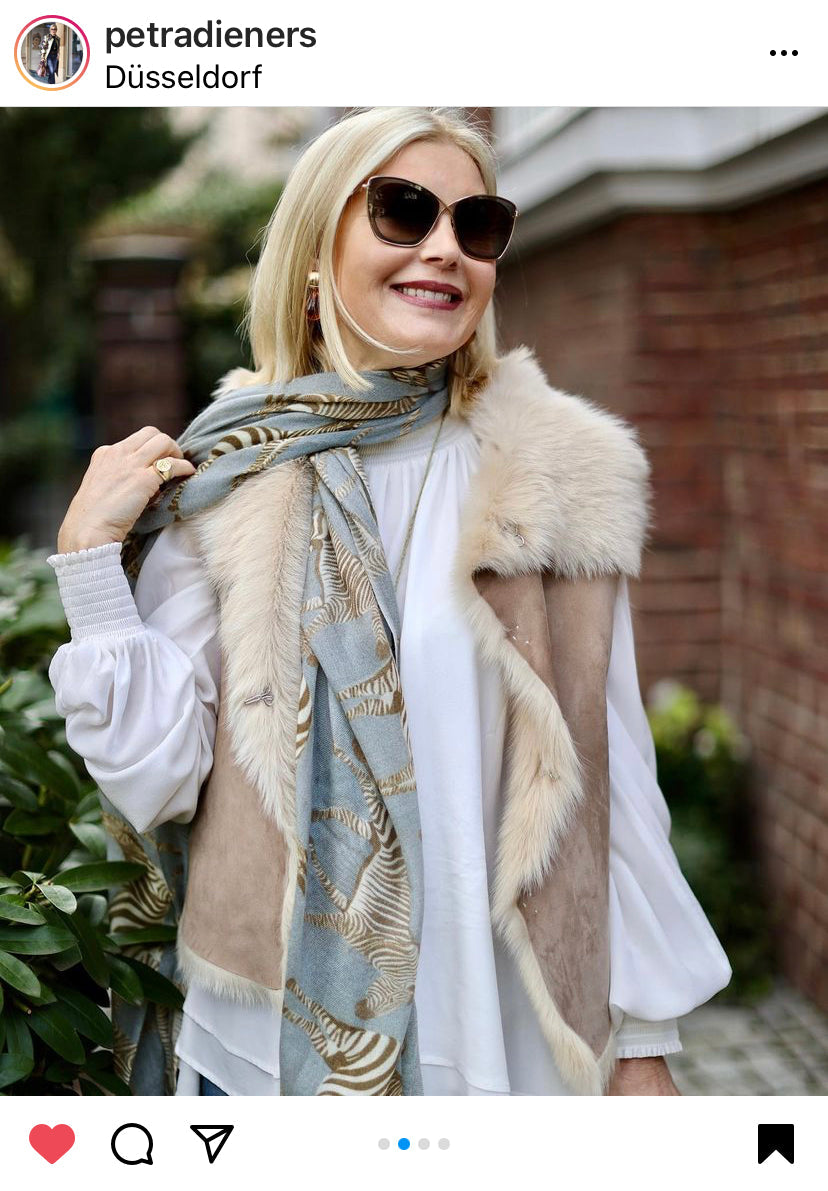 ZEBRA PARTY CASHMERESCARF - GREY