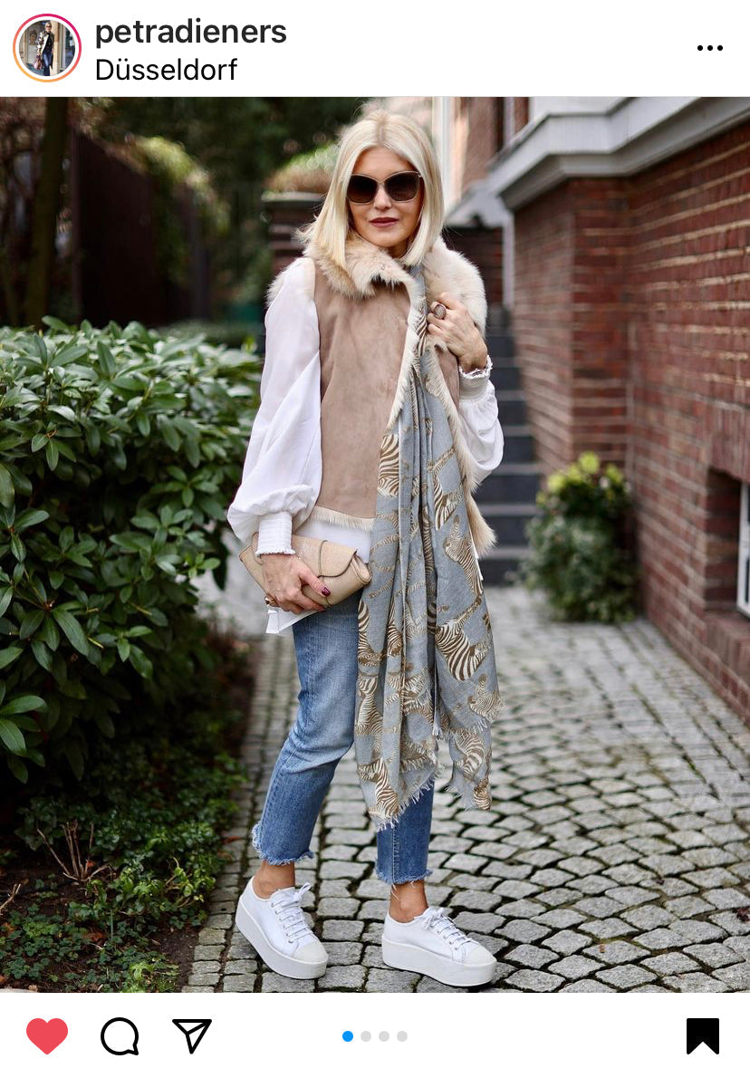 ZEBRA PARTY CASHMERESCARF - GREY