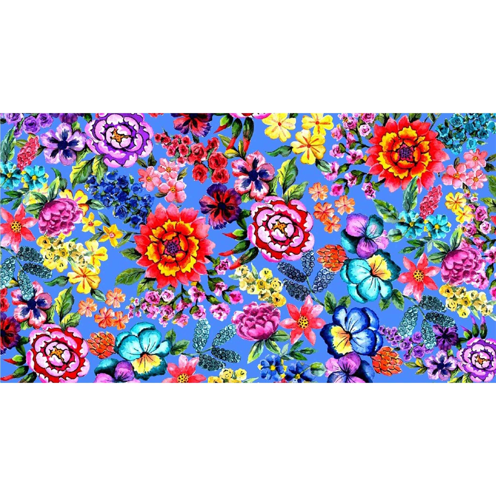 BLOOM CASHMERE SCARF - BLUE