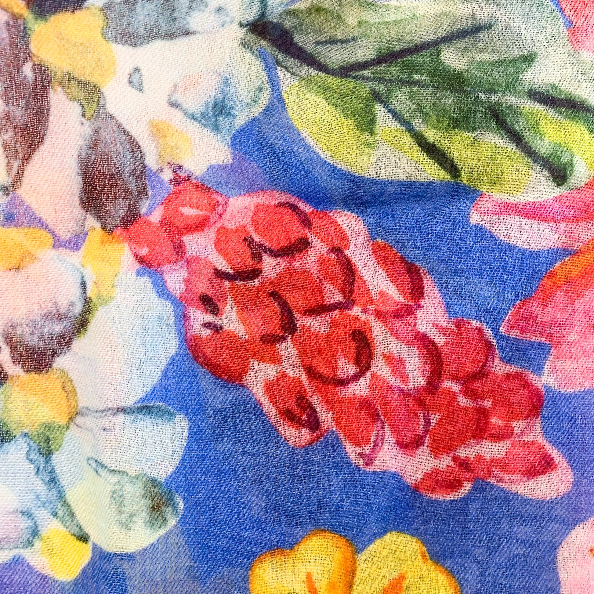 BLOOM CASHMERE SCARF - BLUE