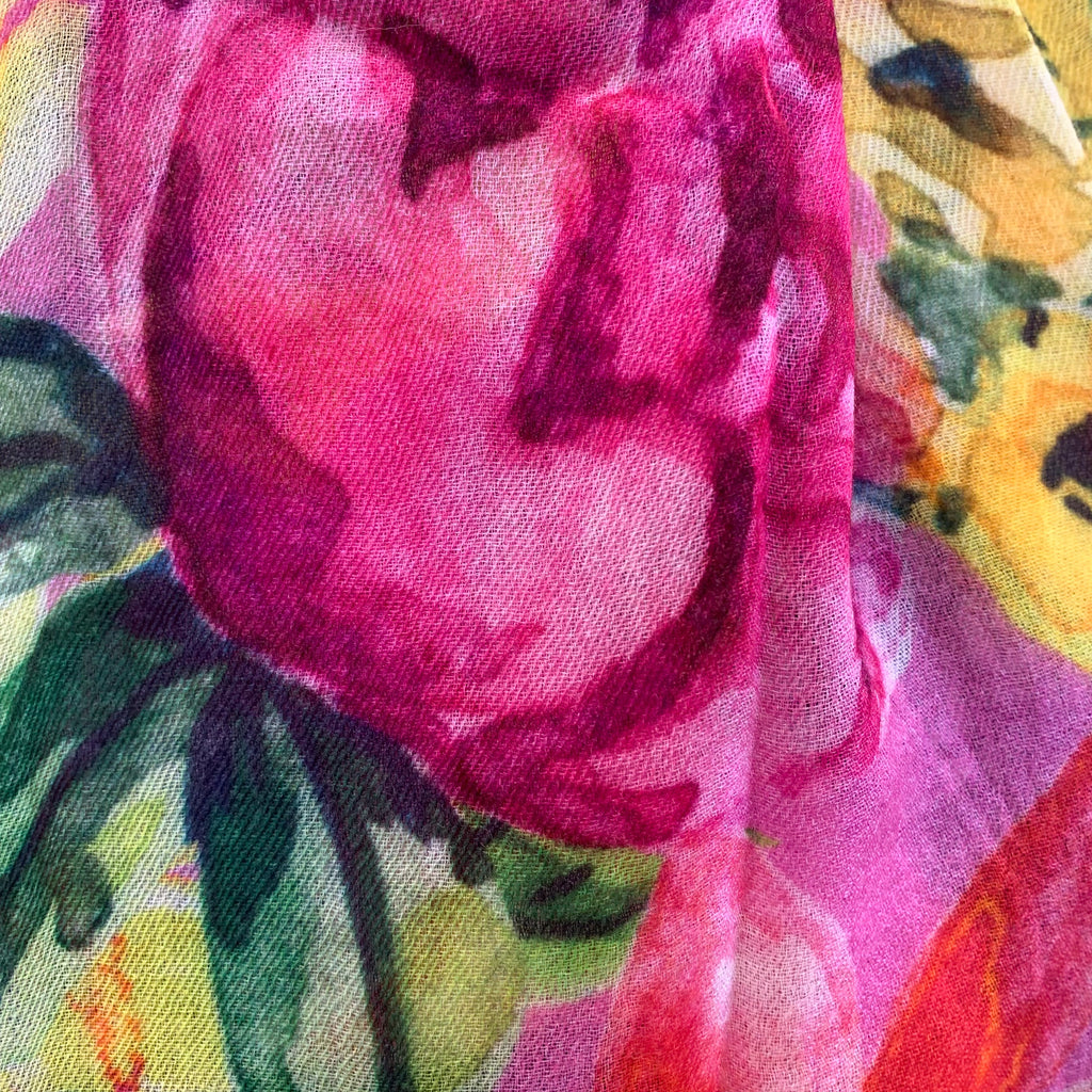 BLOOM CASHMERE SCARF - PINK