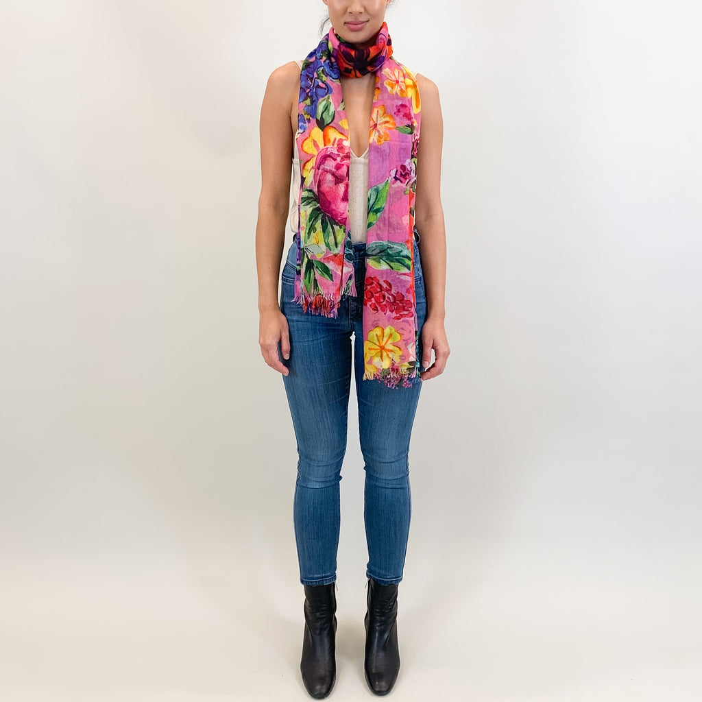 BLOOM CASHMERE SCARF - PINK