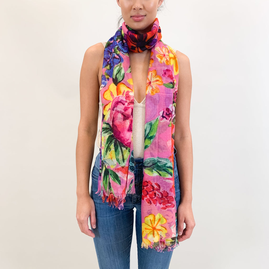 BLOOM CASHMERE SCARF - PINK