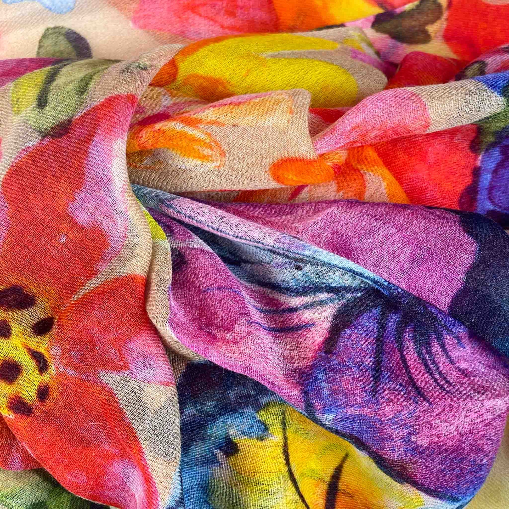 BLOOM CASHMERE SCARF - TAUPE