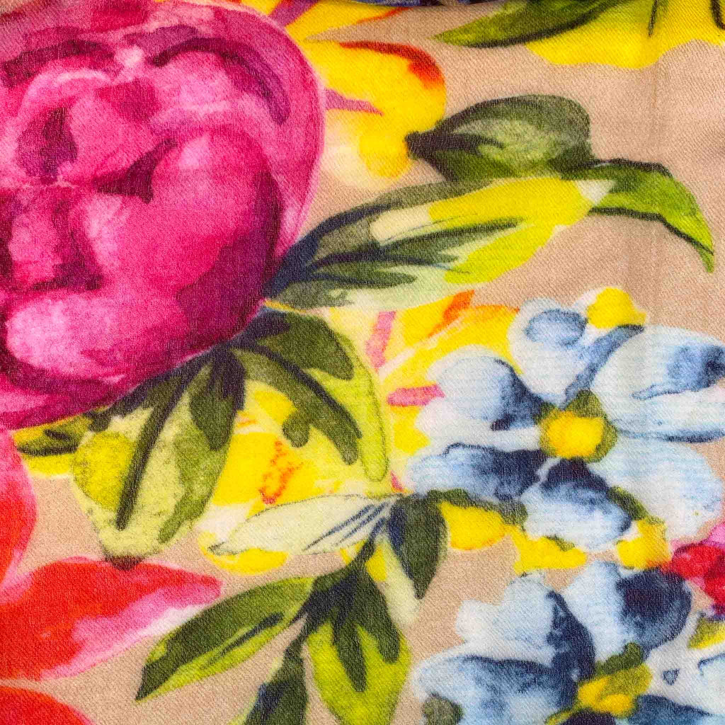 BLOOM CASHMERE SCARF - TAUPE