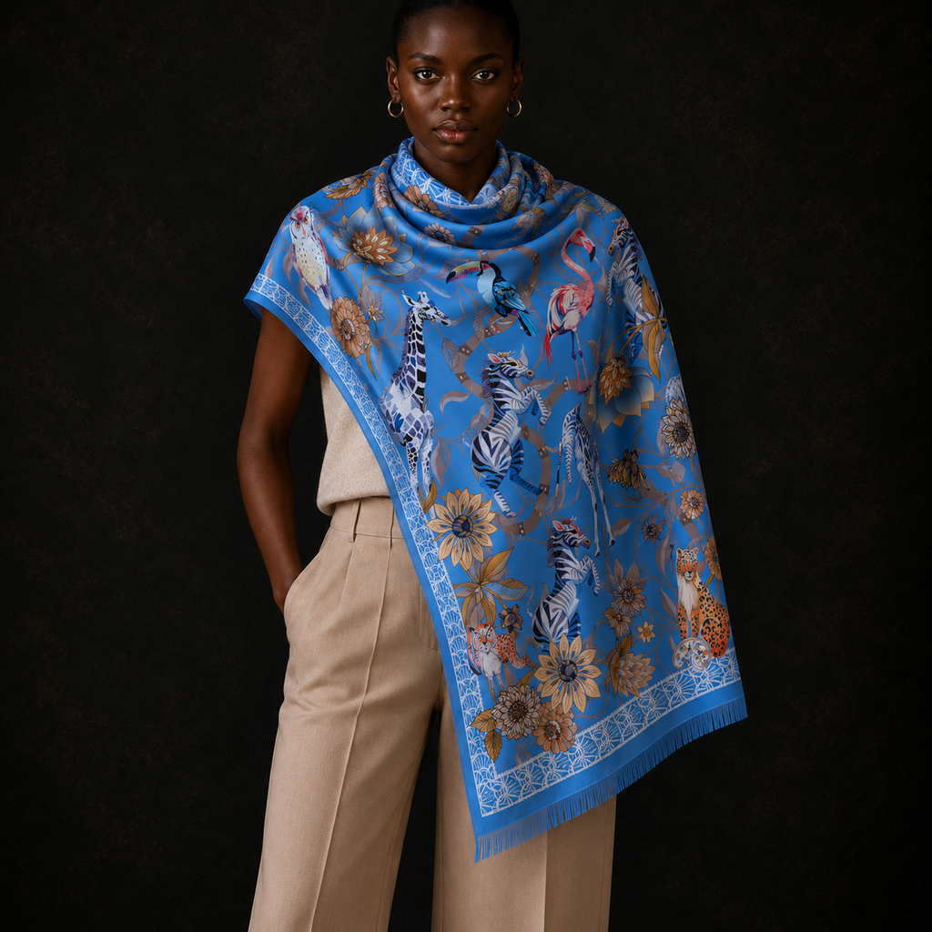 CANOPY CASHMERE SCARF - BLUE