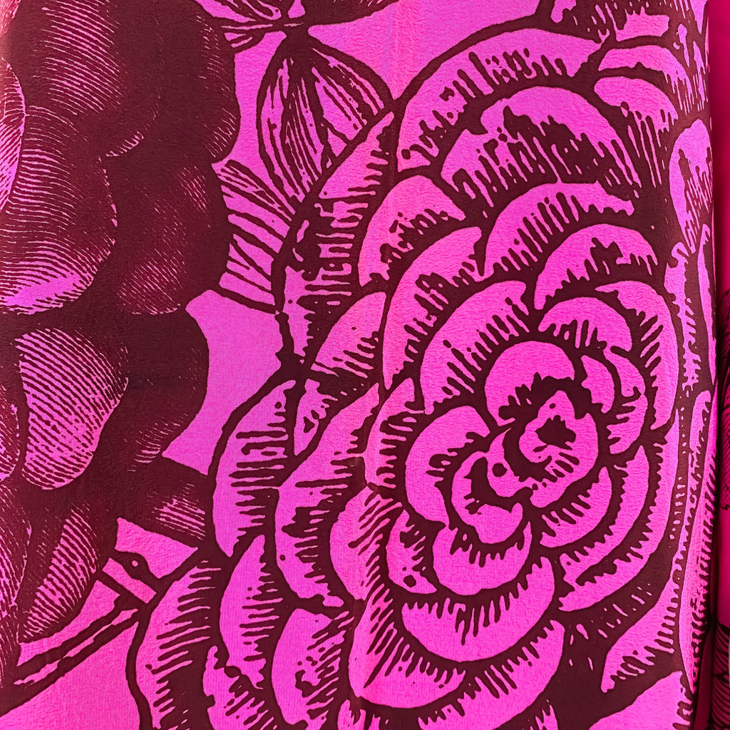 FLOWER EXPLOSION SILK TUNIC - PINK/BLACK