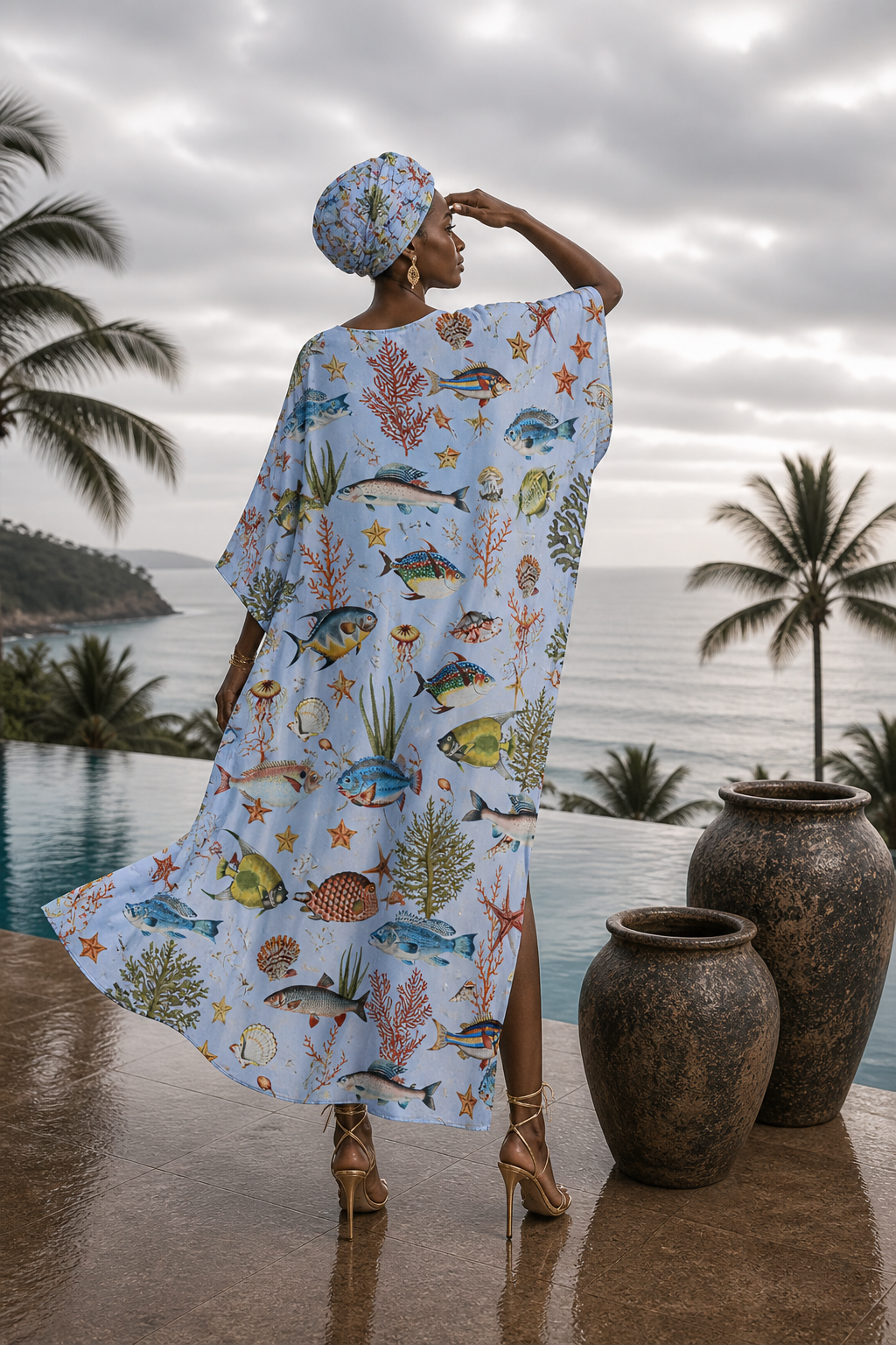 SHOAL SILK TUNIC - LIGHT BLUE