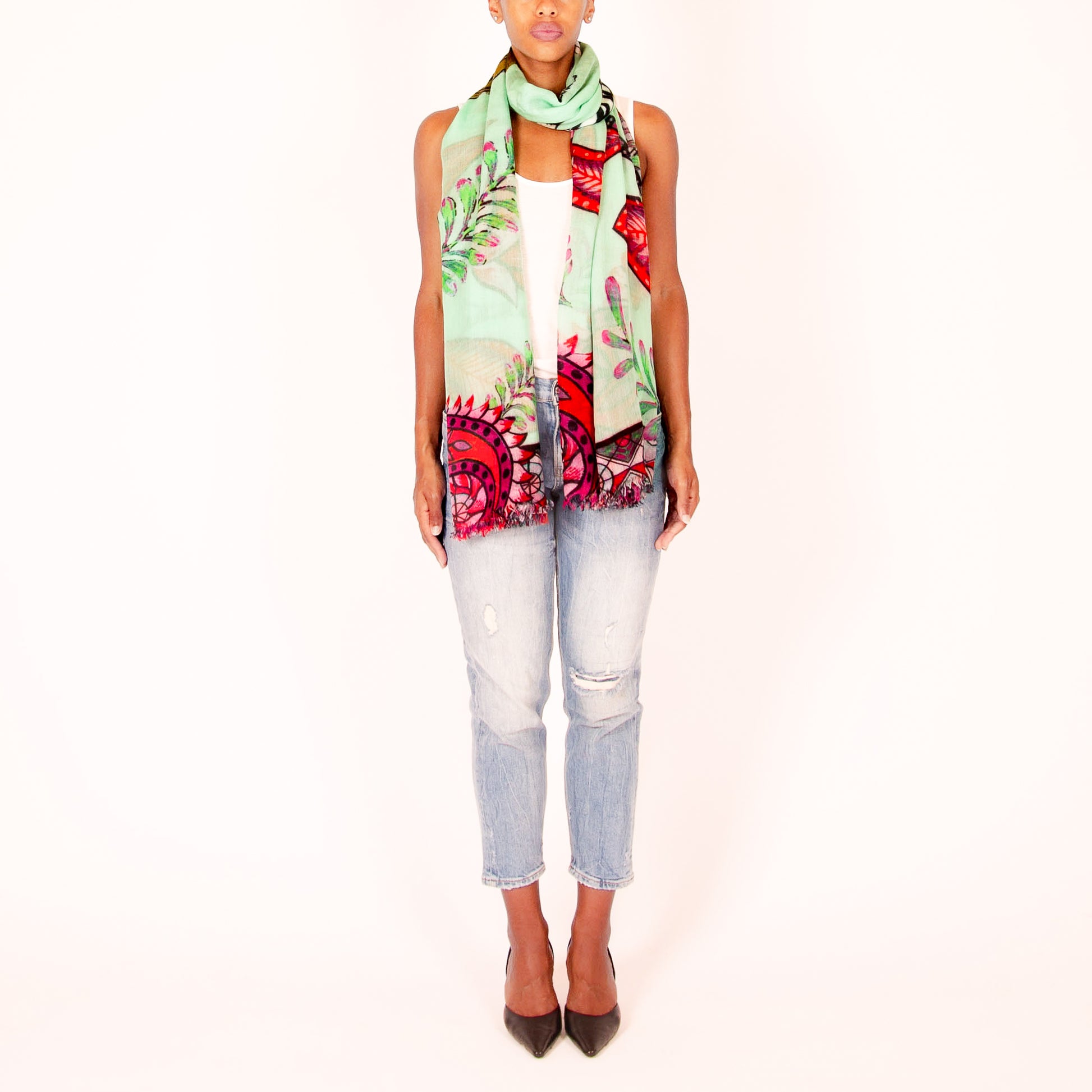 TIGER & JUNGLE CASHMERE SCARF LARGE