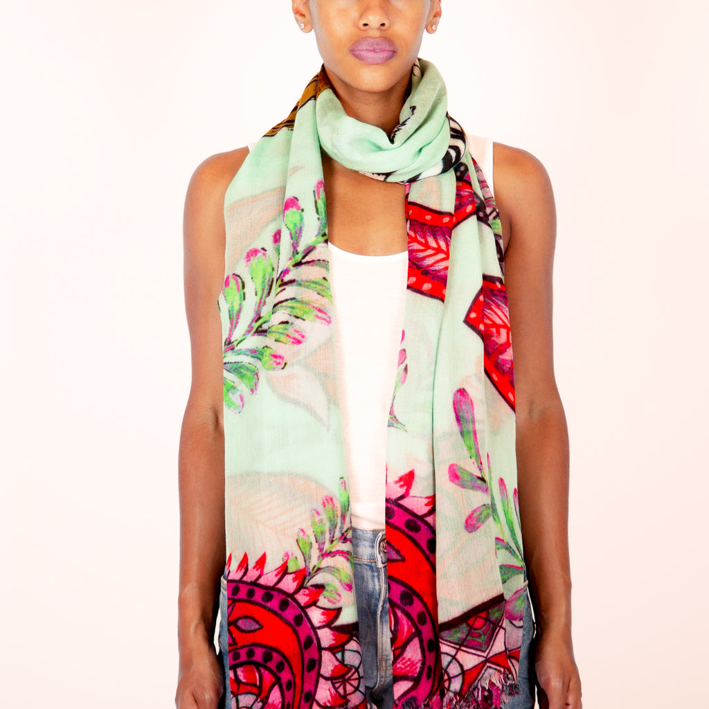 TIGER & JUNGLE CASHMERE SCARF LARGE