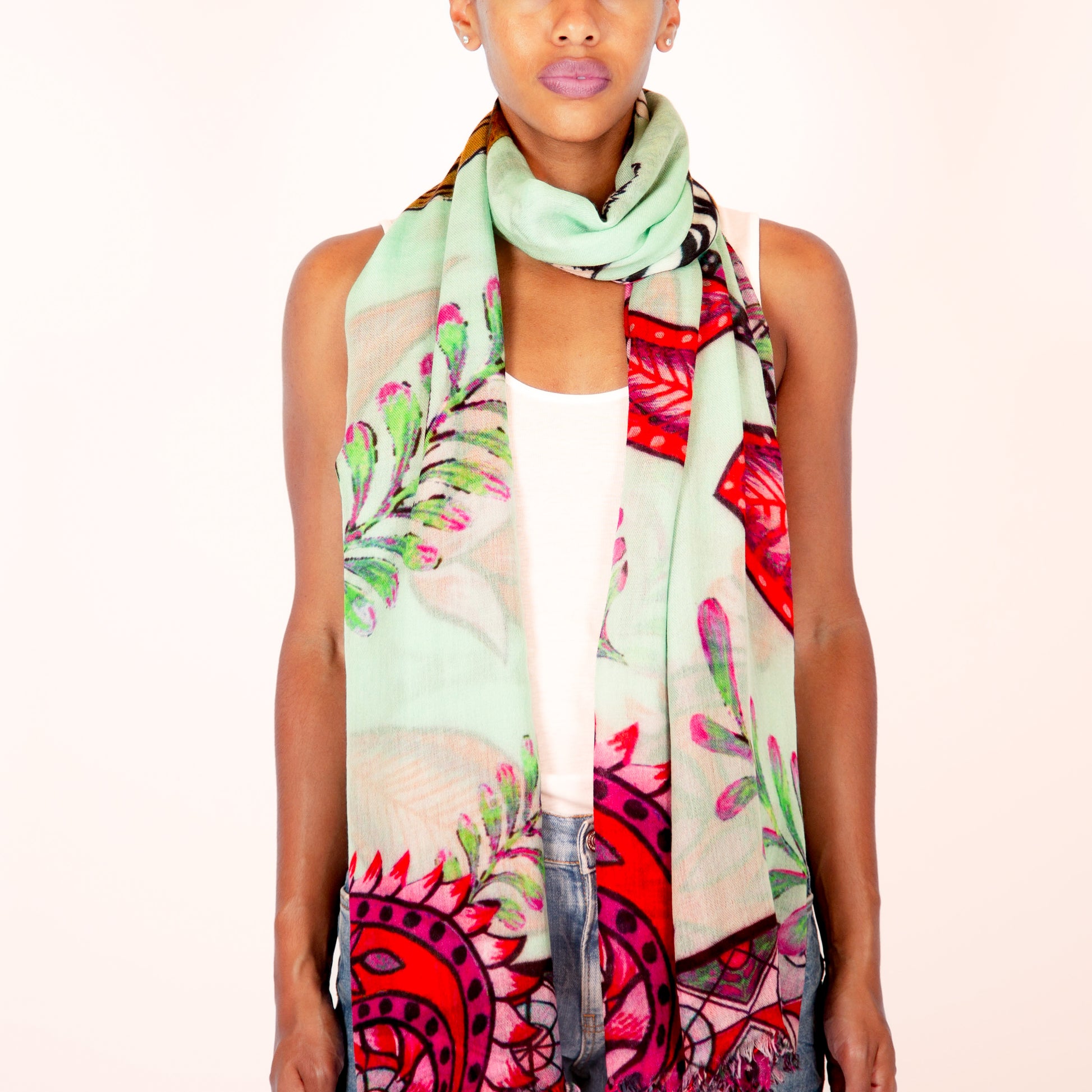 TIGER & JUNGLE CASHMERE SCARF LARGE