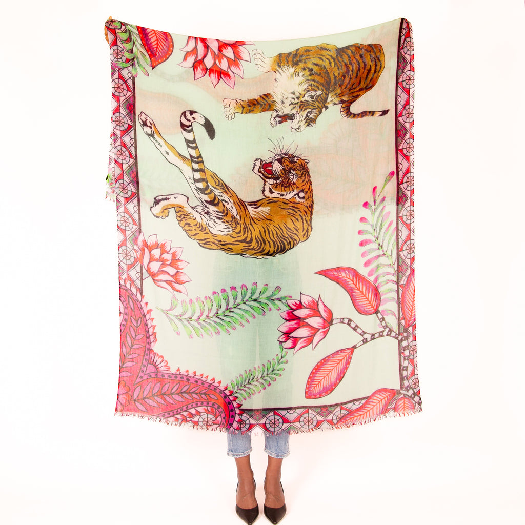 TIGER & JUNGLE CASHMERE SCARF LARGE