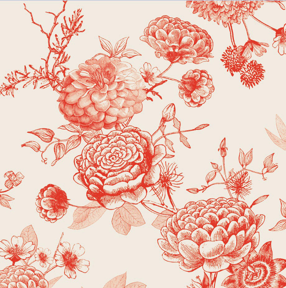 FLOWER EXPLOSION SILK TUNIC - CREME/RED