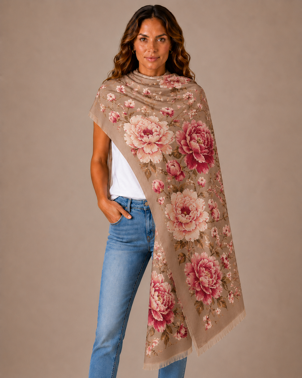 BLUMELLA CASHMERE SCARF - TAUPE
