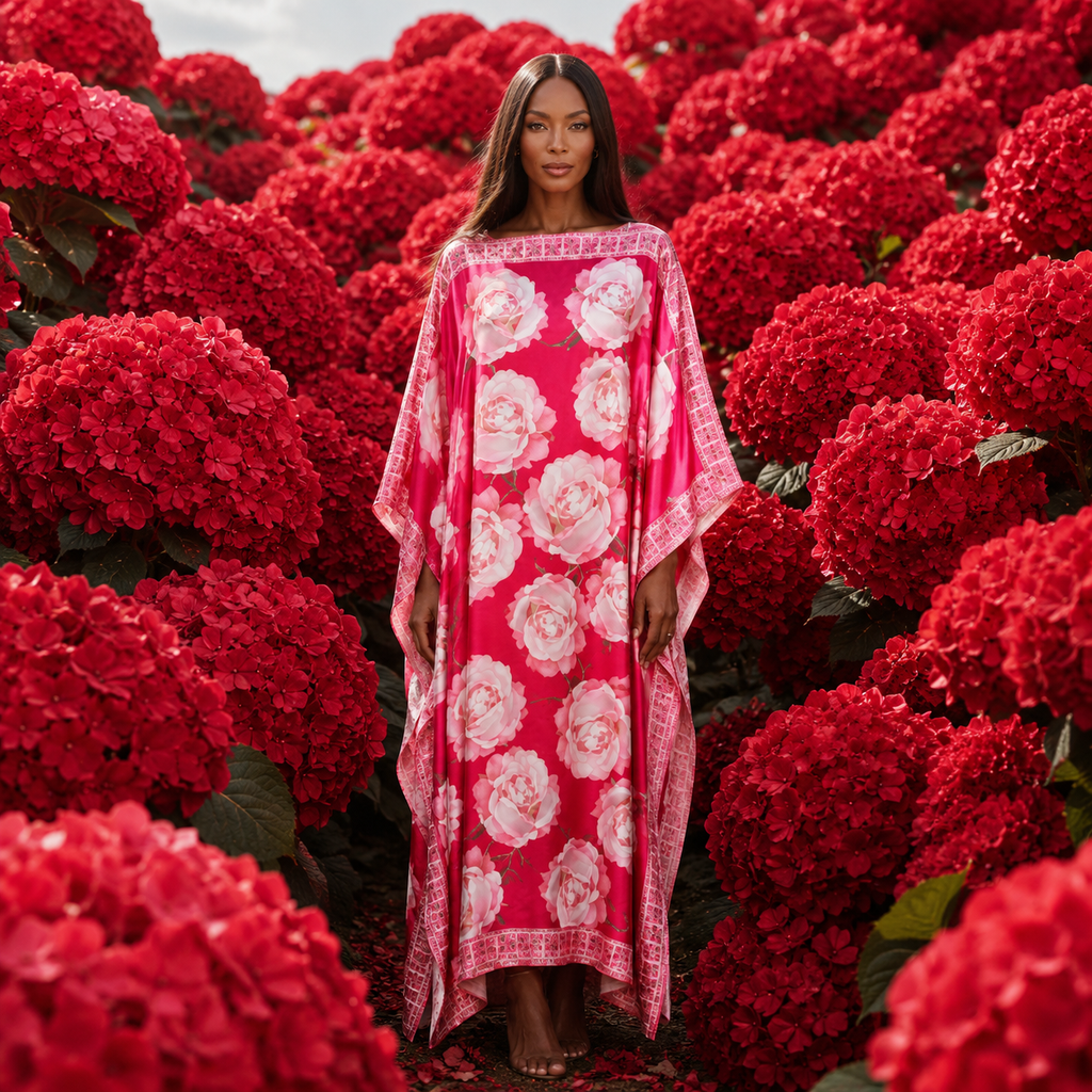 ROSES SILK TUNIC - RED