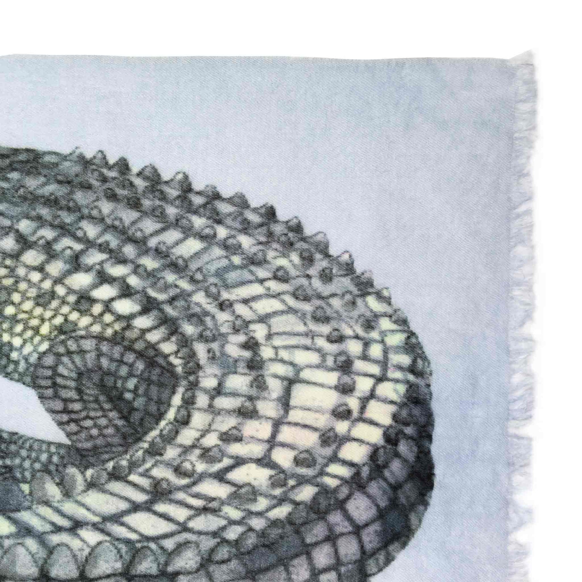 CROCODILE CASHMERE SCARF - WATER BLUE