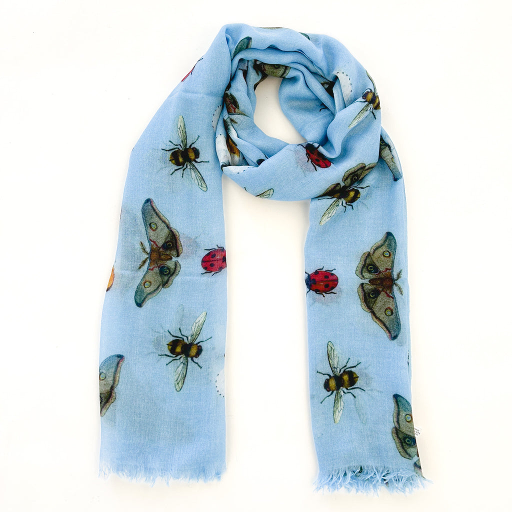 BUTTERFLY DANCE CASHMERE SCARF - WATER BLUE
