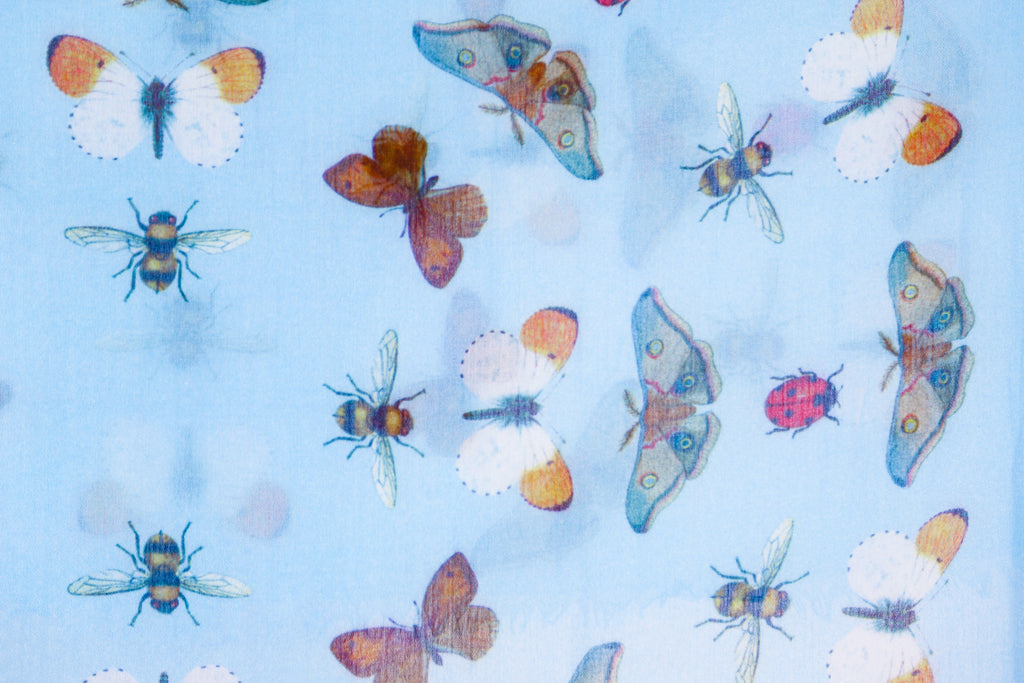 BUTTERFLY DANCE CASHMERE SCARF - WATER BLUE