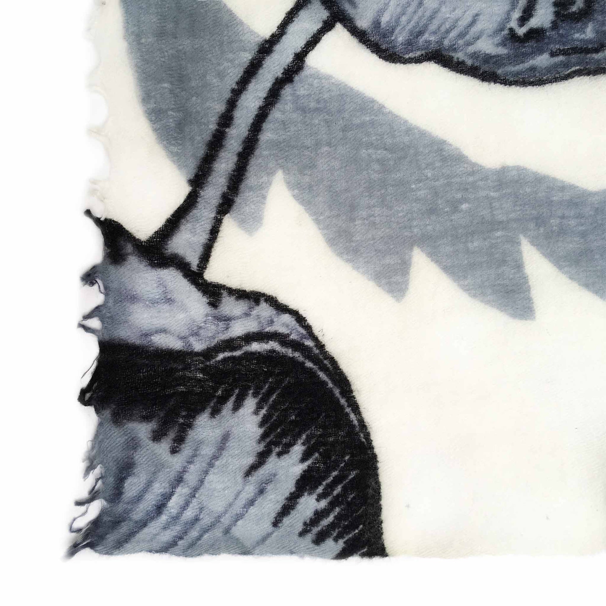 BOTANICAL FELTED CASHMERE  SCARF - WHITE