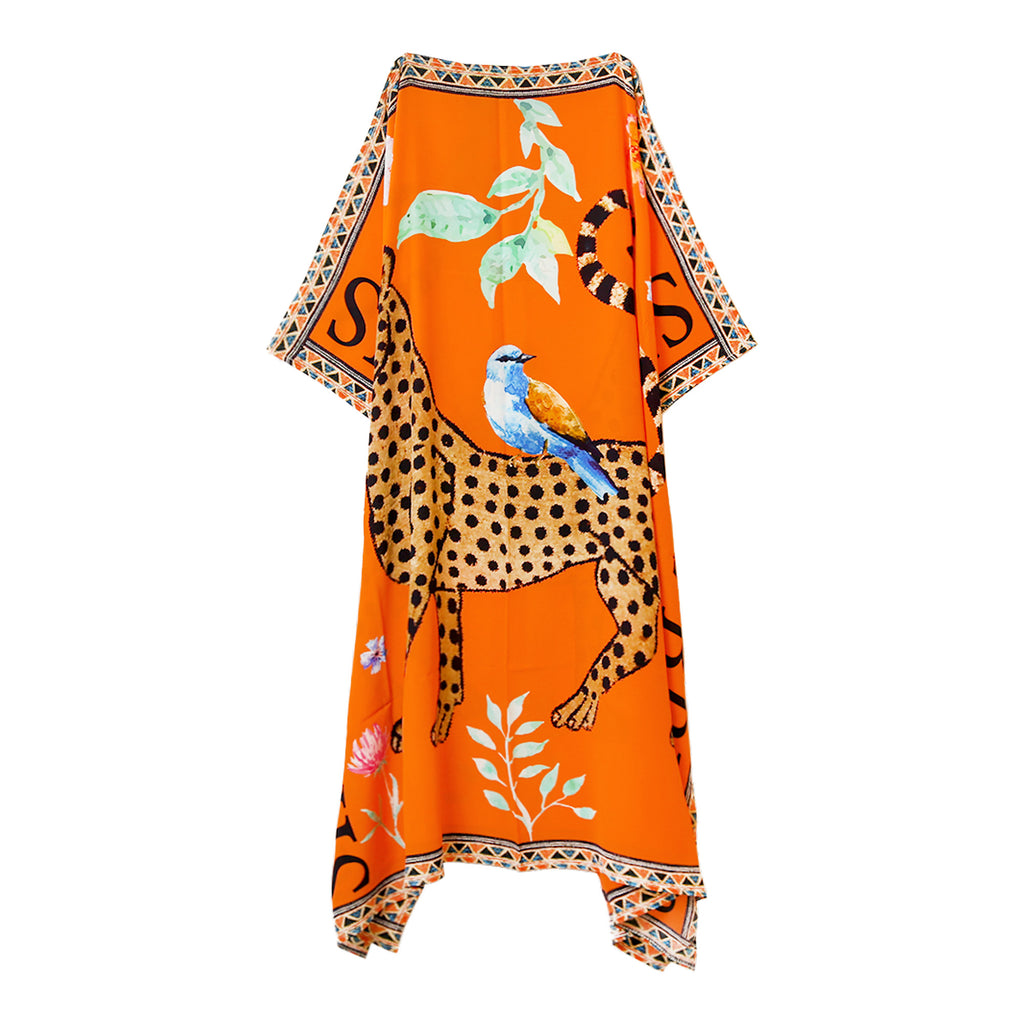 VENICE LEO SILK TUNIC - ORANGE