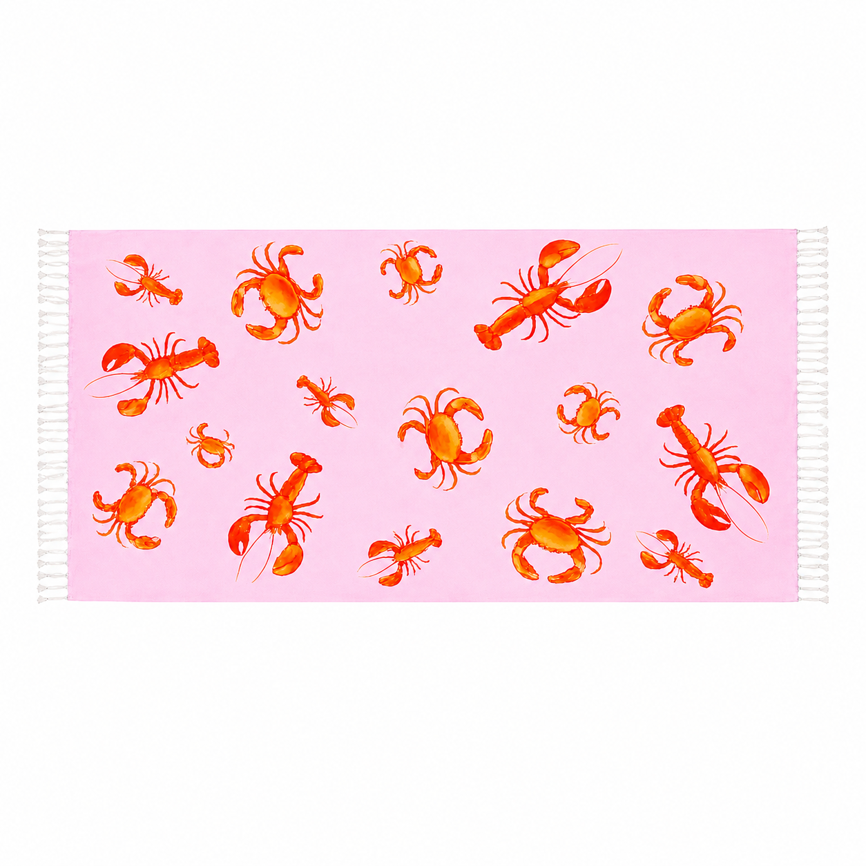CRAB & LOBSTER BEACH TOWEL - ROSE