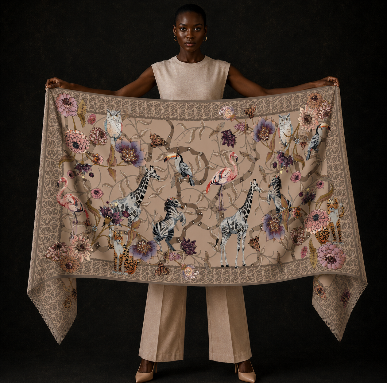 CANOPY CASHMERE SCARF - TAUPE