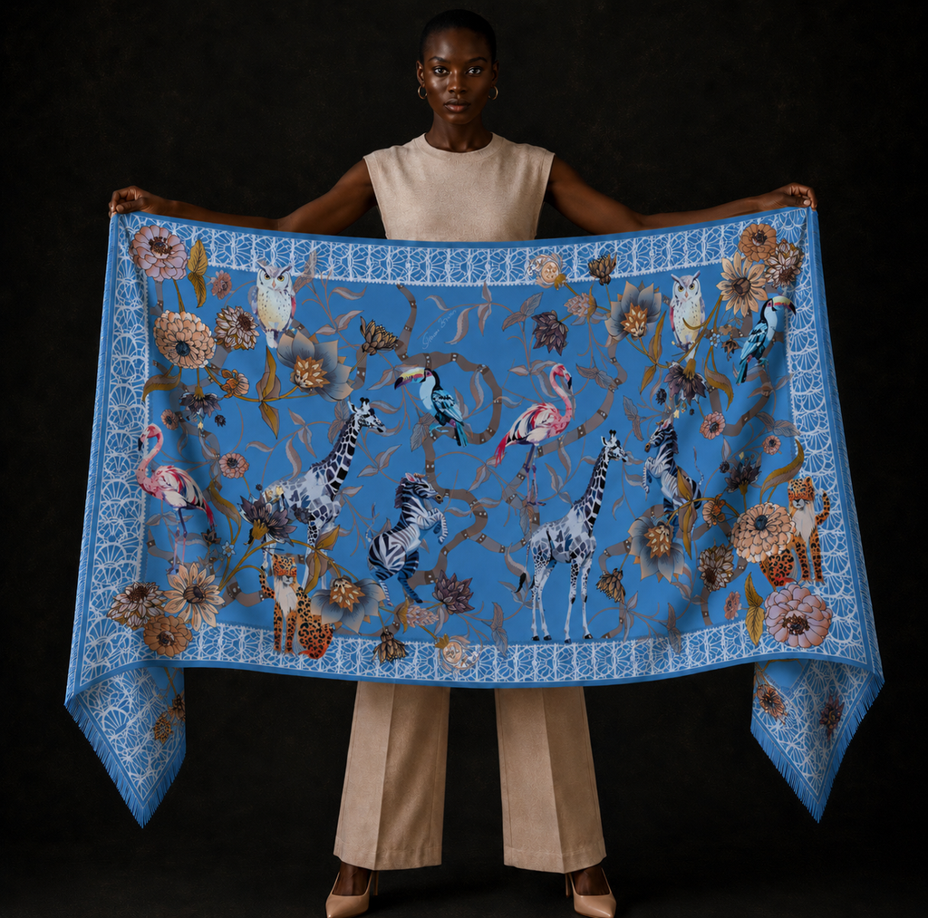 CANOPY CASHMERE SCARF - BLUE