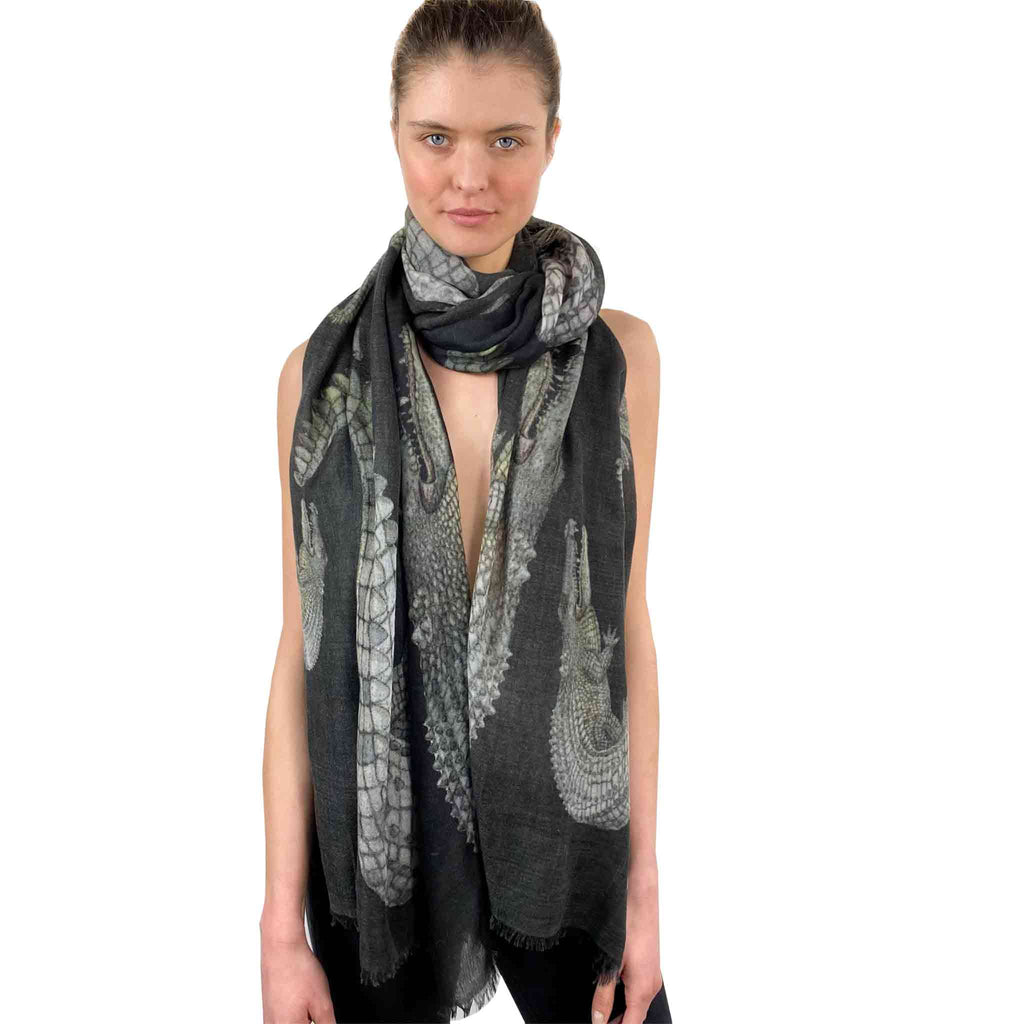 CROCODILE CASHMERE SCARF