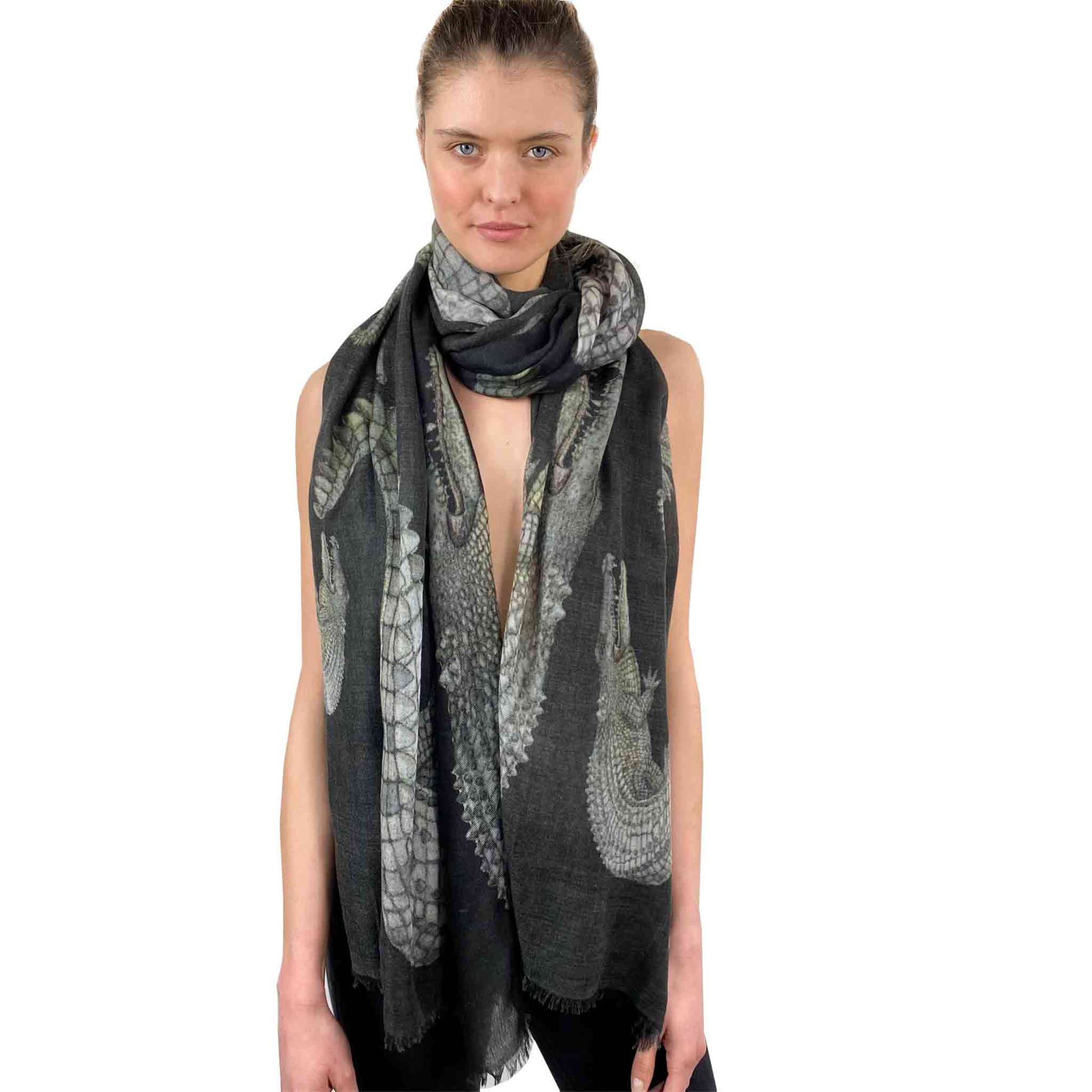 CROCODILE CASHMERE SCARF